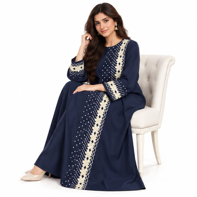Elegant Pakistani Kaftan With Floral Embroidery