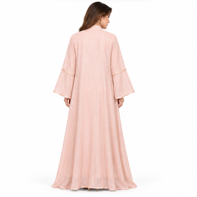 Elegant Blush Pink Pakistani Sequin Kaftan