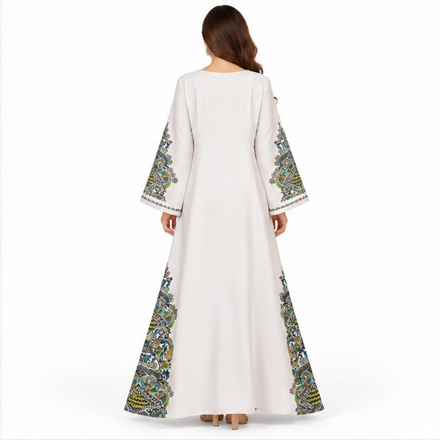 Elegant Pakistani Grey Embroidered Maxi Kaftan
