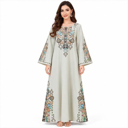 Elegant Pakistani Light Green Embroidered Kaftan