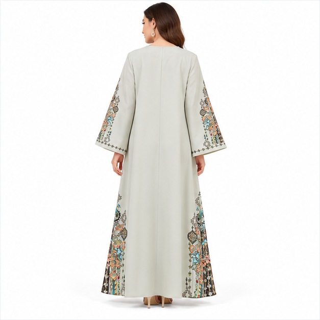 Elegant Pakistani Light Green Embroidered Kaftan