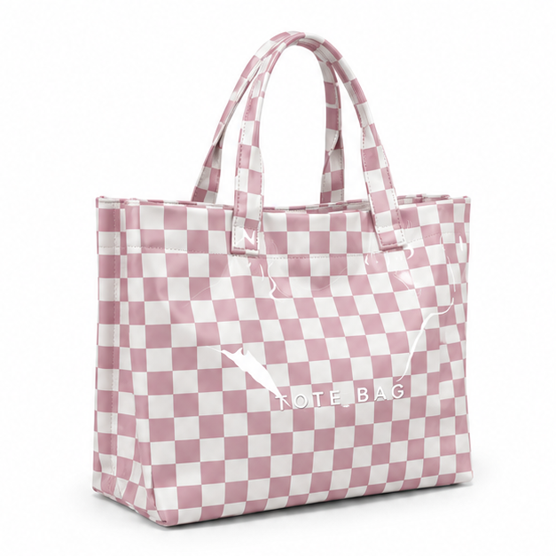 Pink Checkered Glossy Everyday Carry Tote