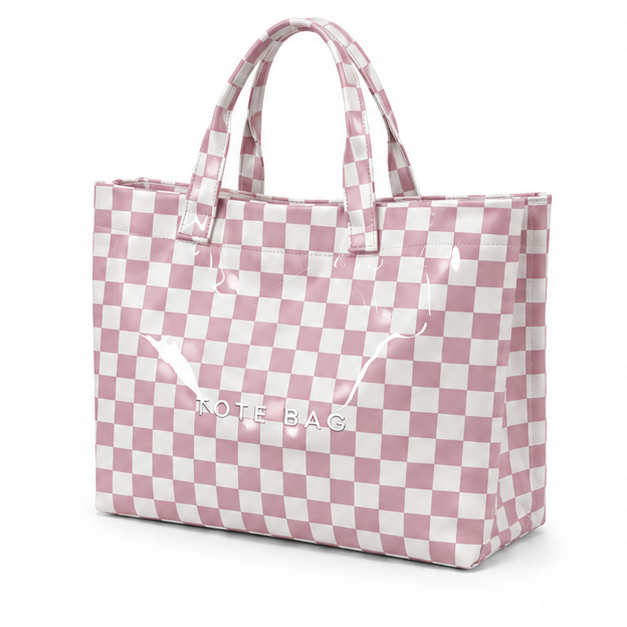 Pink Checkered Glossy Everyday Carry Tote