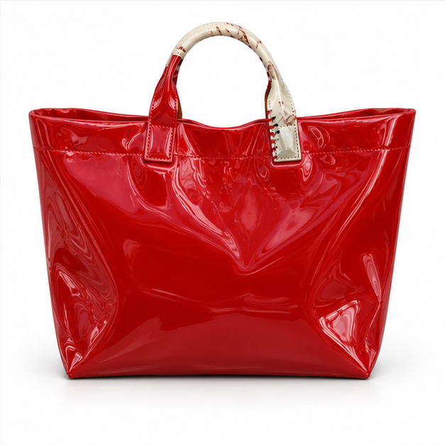 Glossy Baseball Graphic Red Tote Bag
