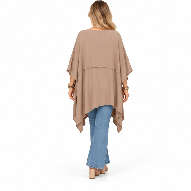 Elegant Taupe Beige Flowy Kaftan Top