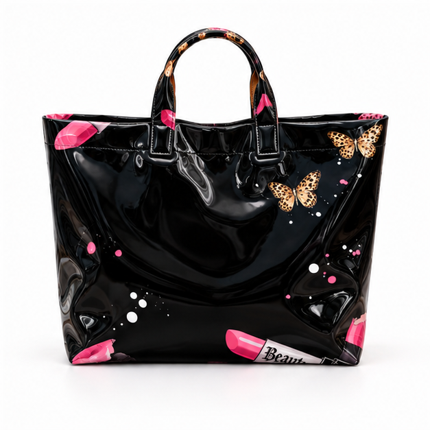 Glossy Butterfly Beauty Print Shopper Tote