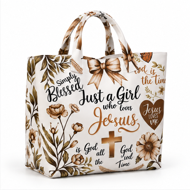 Blessed Faith Floral Christian Tote Bag