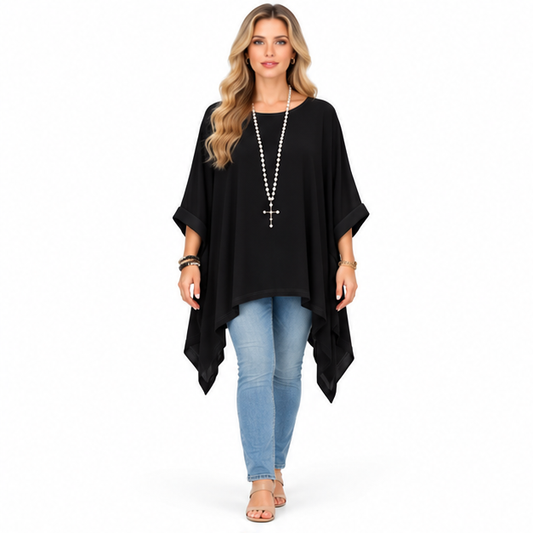Elegant Black Loose Fit Kaftan Top