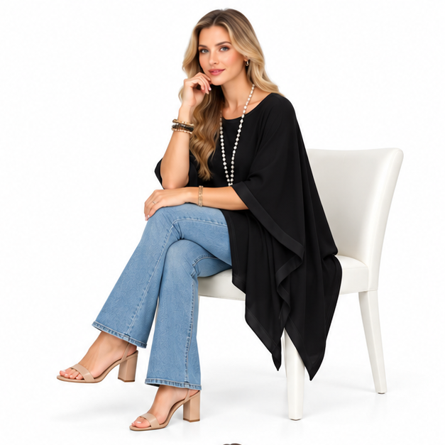 Elegant Black Loose Fit Kaftan Top