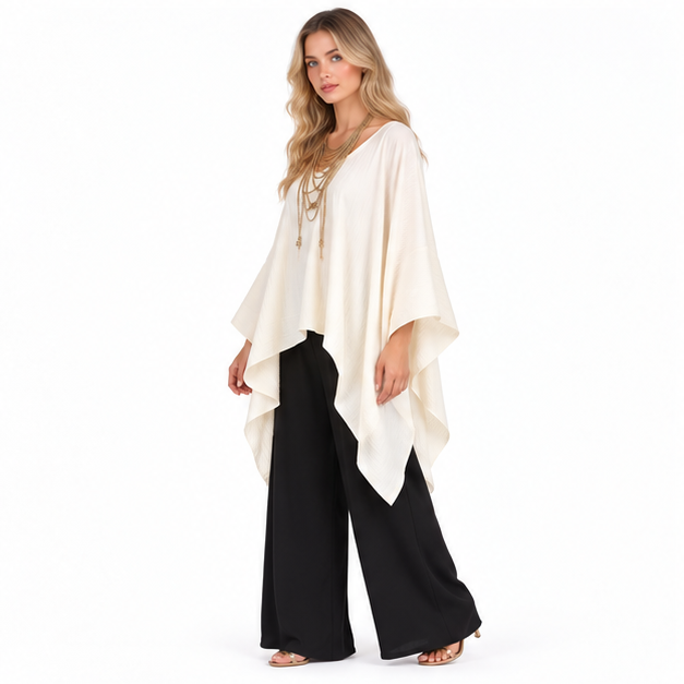 Elegant Ivory Flowing Kaftan Tops Collection