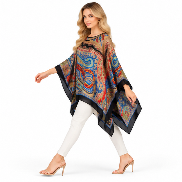 Elegant Multicolor Paisley Print Kaftan Top