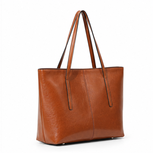 Classic Cognac Leather Everyday Shoulder Tote