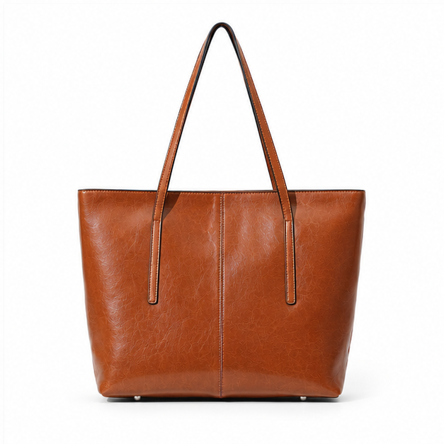 Classic Cognac Leather Everyday Shoulder Tote