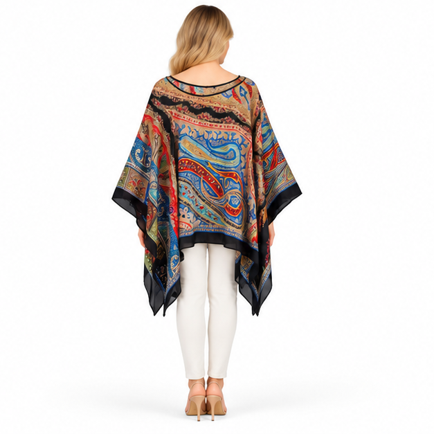 Elegant Multicolor Paisley Print Kaftan Top