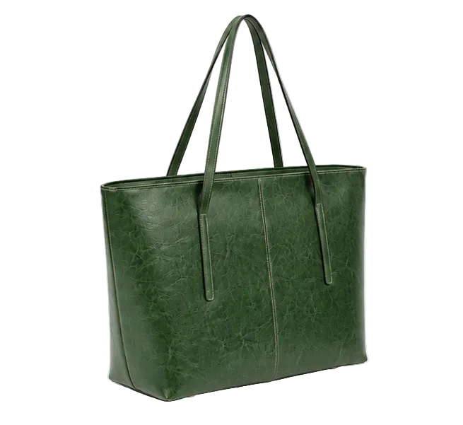 Elegant Green Textured Everyday Shoulder Tote