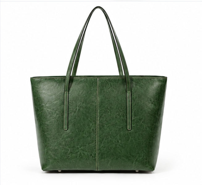 Elegant Green Textured Everyday Shoulder Tote