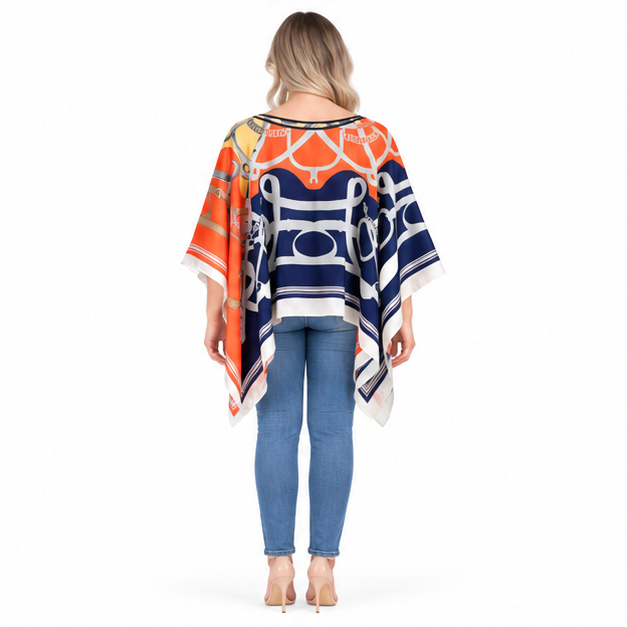 Elegant Multicolor Geometric Print Kaftan Top