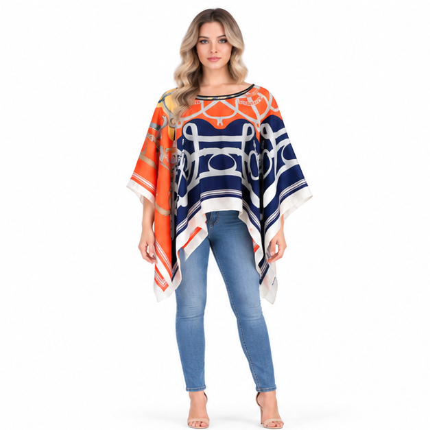 Elegant Multicolor Geometric Print Kaftan Top