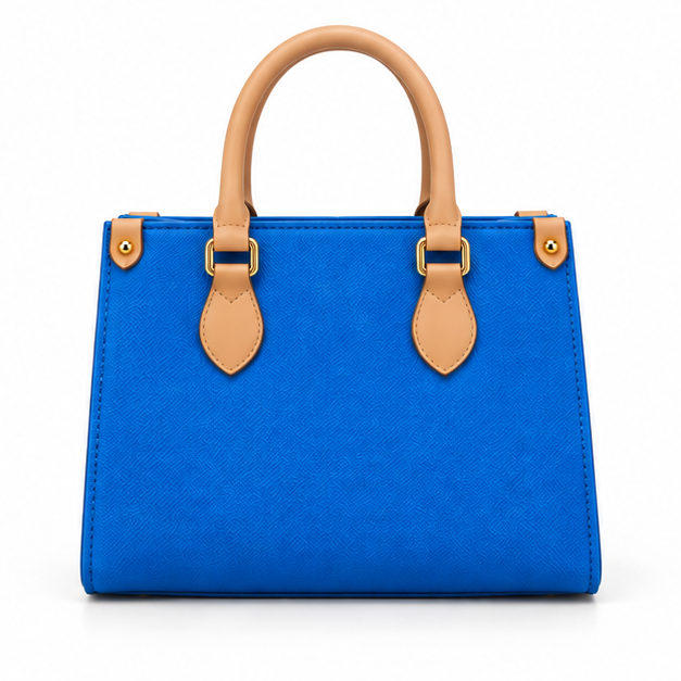 Structured Blue Tote With Round Pouch