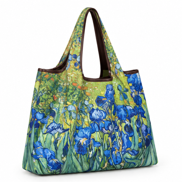 Blue Iris Garden Printed Shoulder Tote