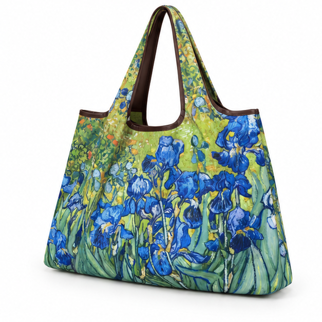 Blue Iris Garden Printed Shoulder Tote