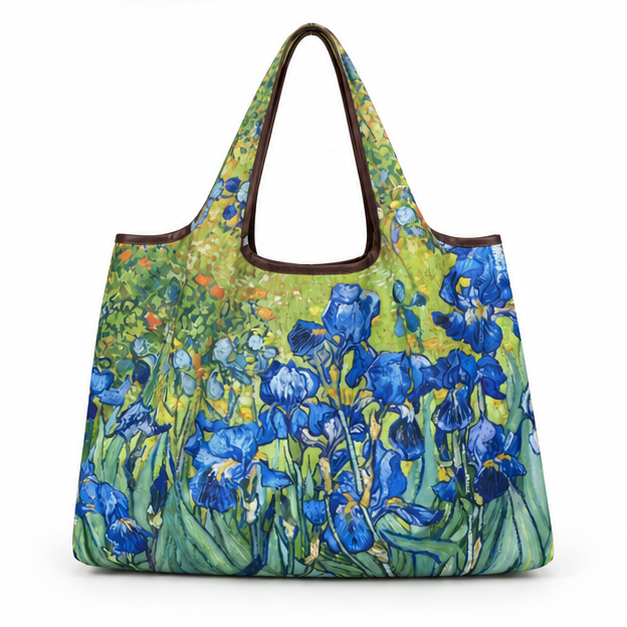 Blue Iris Garden Printed Shoulder Tote