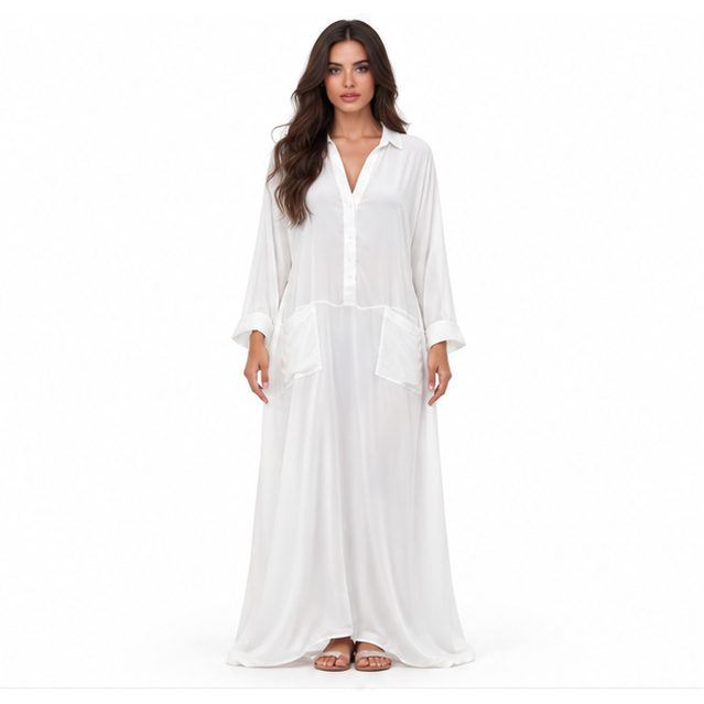 White Kaftan Elegant Casual Maxi Dress
