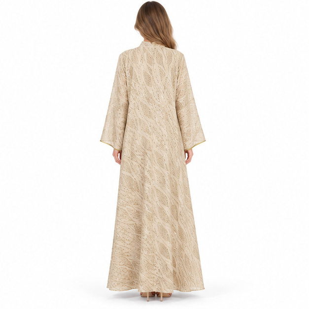 Elegant Gold Embroidered Luxury Sequin Kaftan