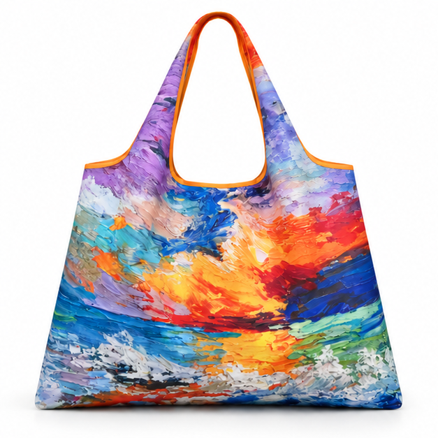 Vibrant Sunset Art Printed Shoulder Tote