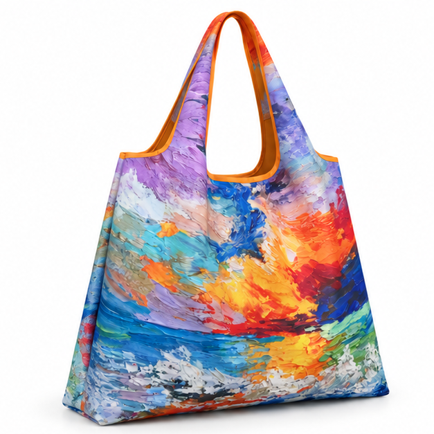 Vibrant Sunset Art Printed Shoulder Tote