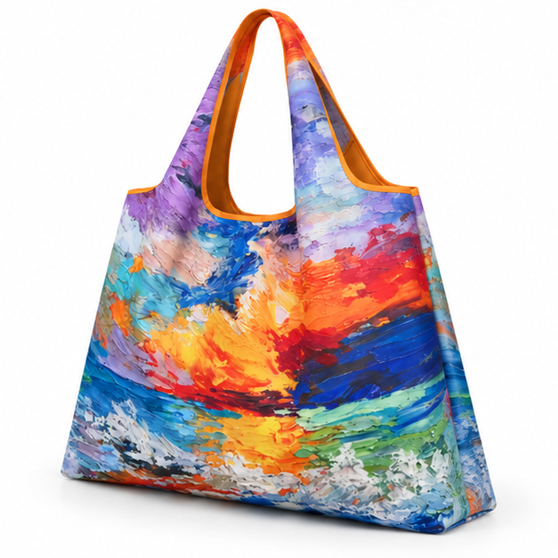 Vibrant Sunset Art Printed Shoulder Tote