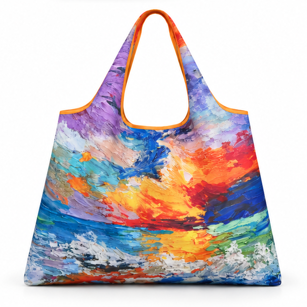 Vibrant Sunset Art Printed Shoulder Tote