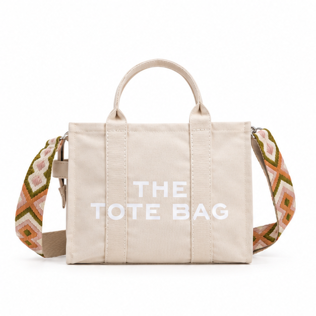 Geometric Strap Canvas Tote HandBag