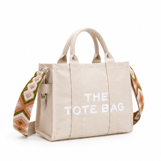 Geometric Strap Canvas Tote HandBag