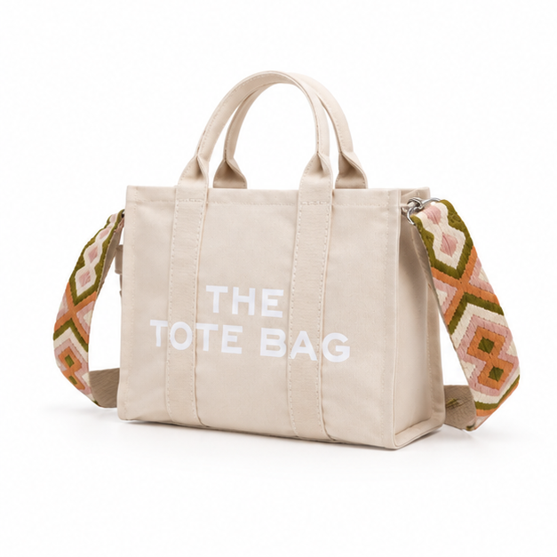 Geometric Strap Canvas Tote HandBag