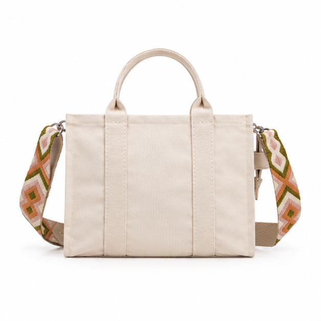 Geometric Strap Canvas Tote HandBag