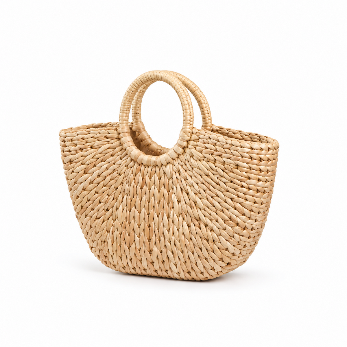 Natural Woven Raffia Circular Handle Handbag
