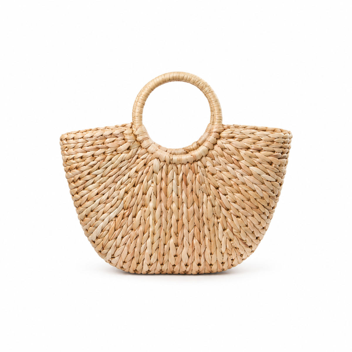 Natural Woven Raffia Circular Handle Handbag