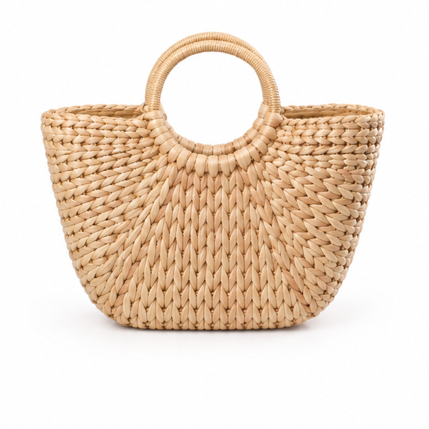 Colorful Pom Pom Woven Straw Tote