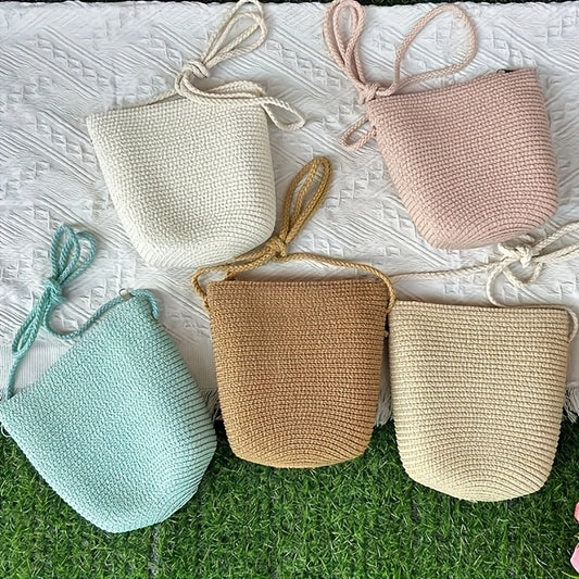 Women's Cute Shoulder Messenger Bag Cute Woven Coin Straw Bag Gift