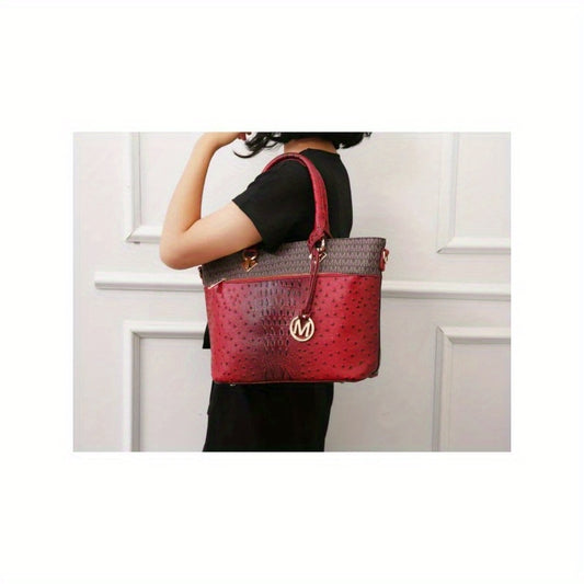 Collection Grace Signature and Croc Embossed Leather Tote Bag
