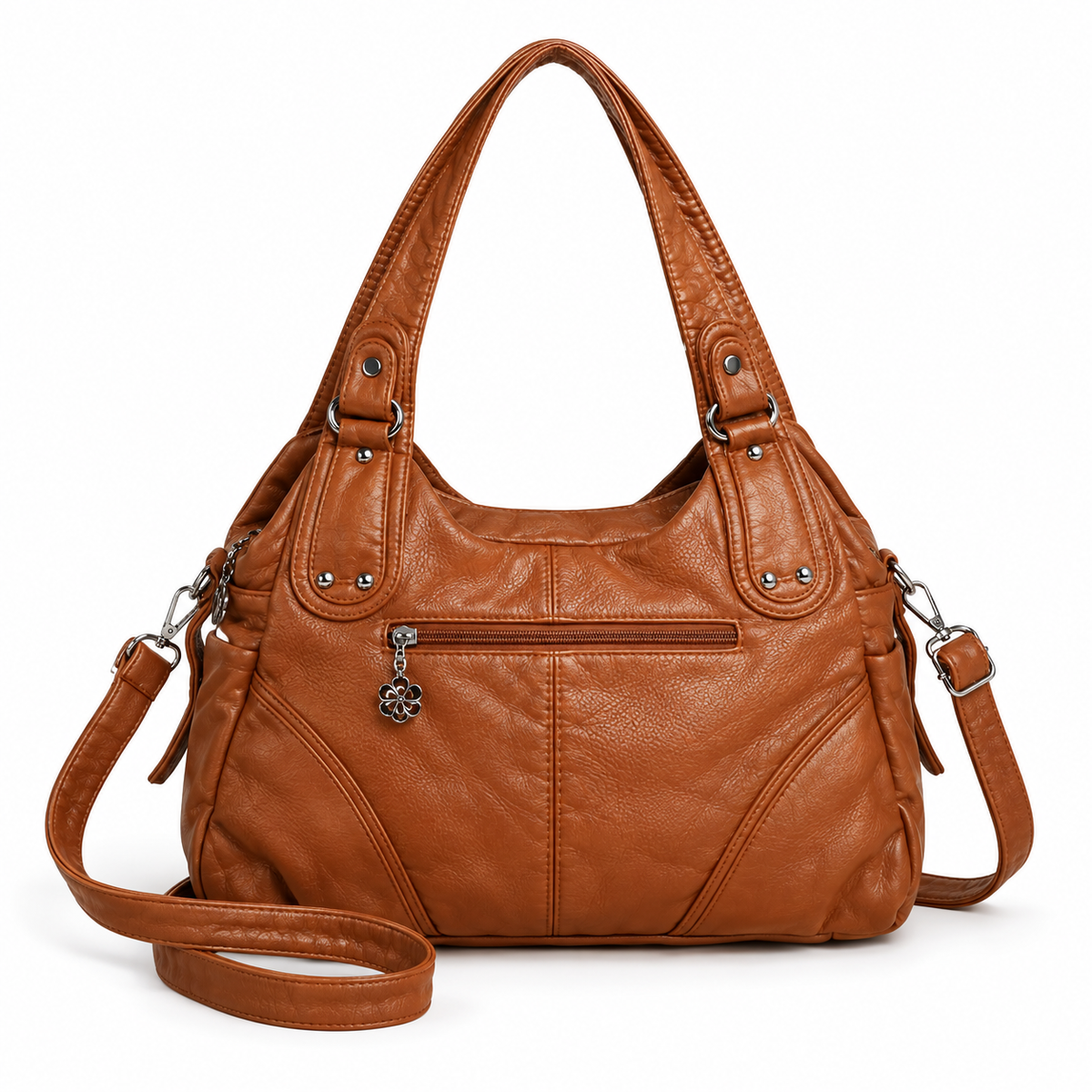 Caramel Crossbody Bag With Braided Details