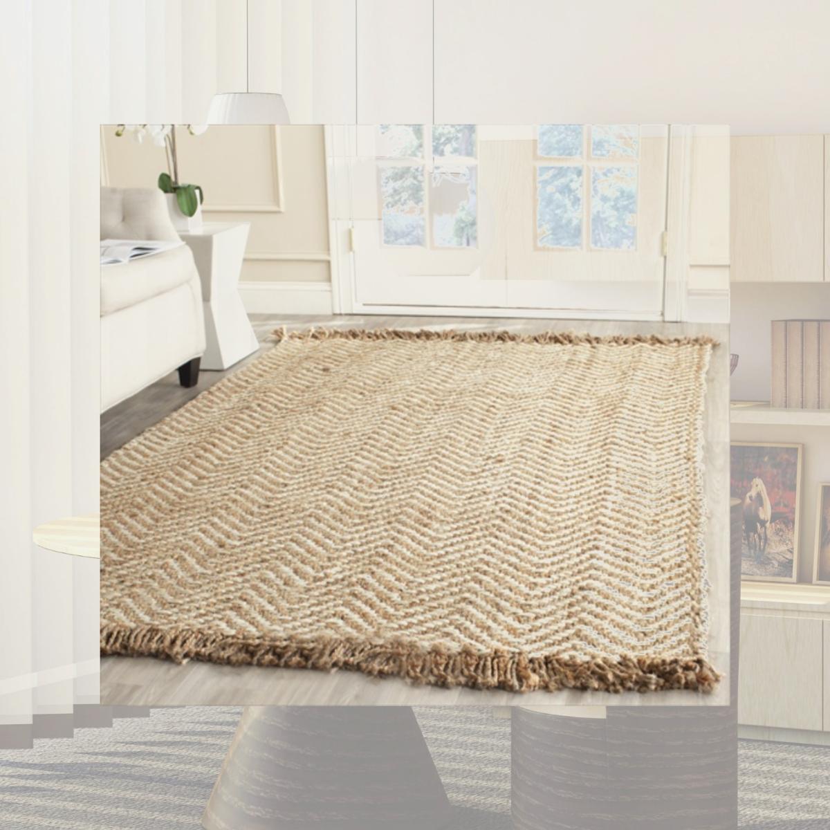 4 x 6 ft. Small Rectangle Casual Bleach & Natural Brown Fiber Rug