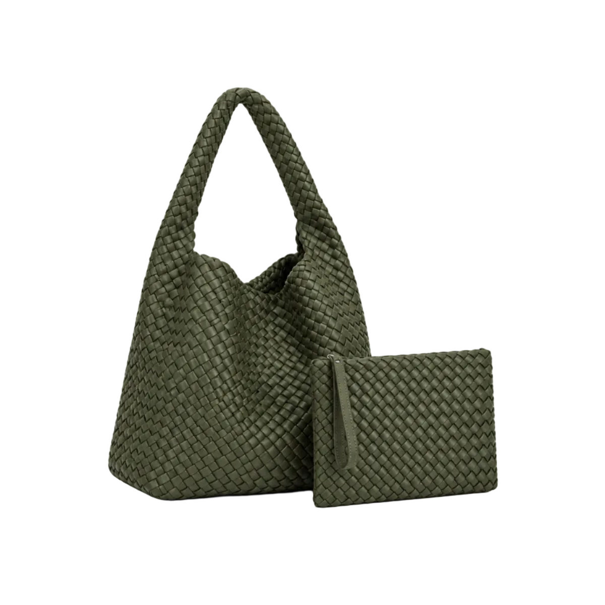 Army Green Woven Hobo Bag Set
