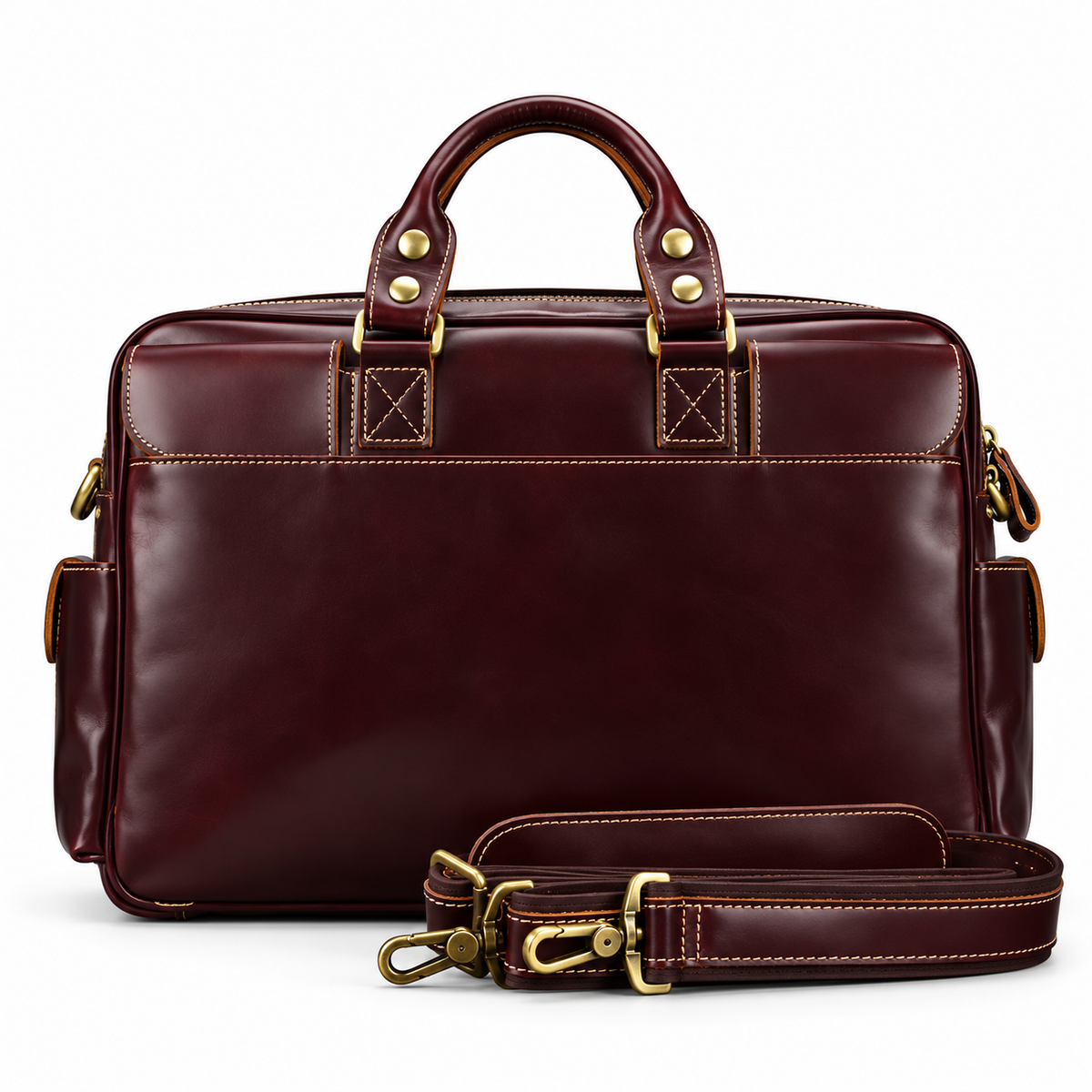 Dark Brown Leather Duffel Travel Bag