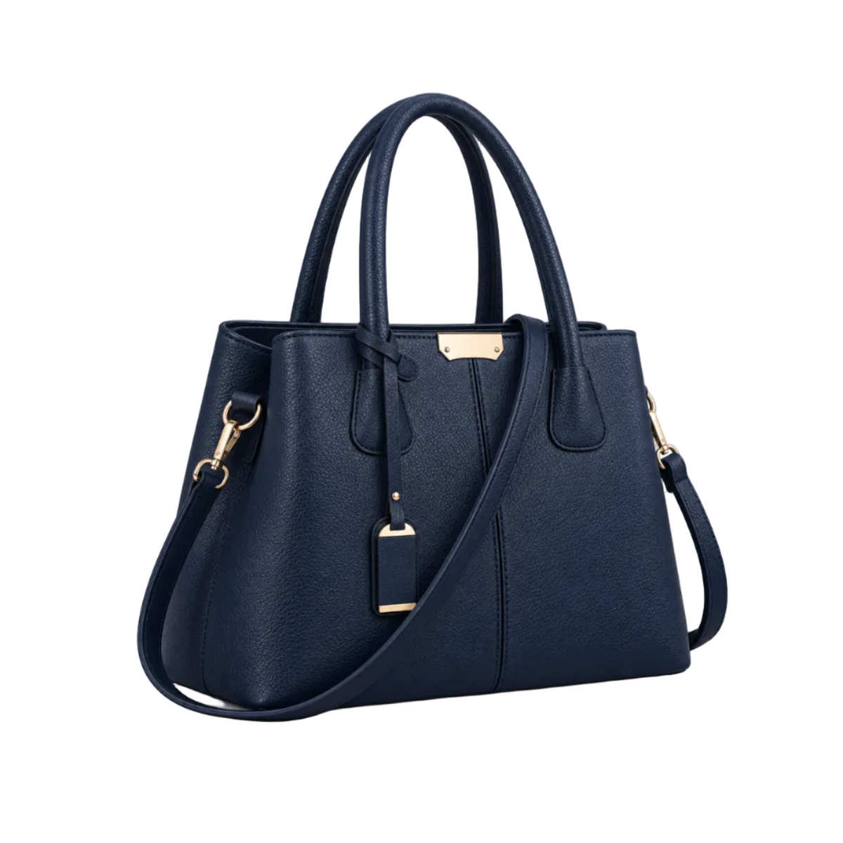 Navy Blue Structured Tote Shoulder Bag