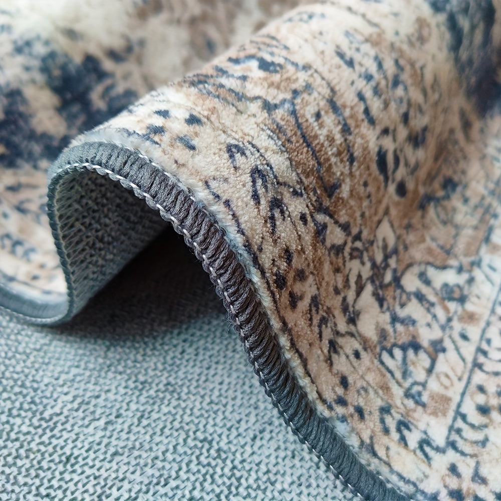 [Imitation Cashmere + Washable Base]Washable Base Imitation Cashmere + Weight 1200G Per Square Meter + Thickness 8.6Mm 1pc, New Chinese Style Printed Living Room Carpet, Fluffy Plush Bedroom Carpet, High-Quality Outdoor Carpe