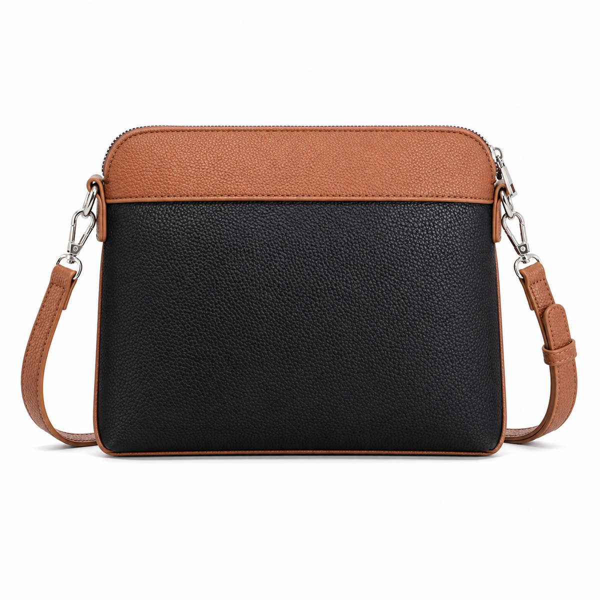 Black Crossbody Bag With Brown Trim