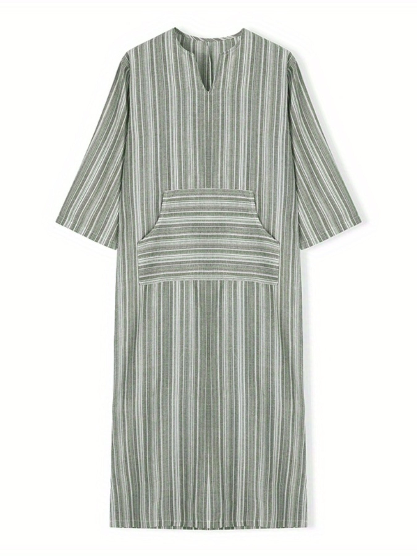 Women's Loose Dresses Striped V Neck Caftans 3/4 Sleeve Casual Loose Maxi Beach Dress with Pockets