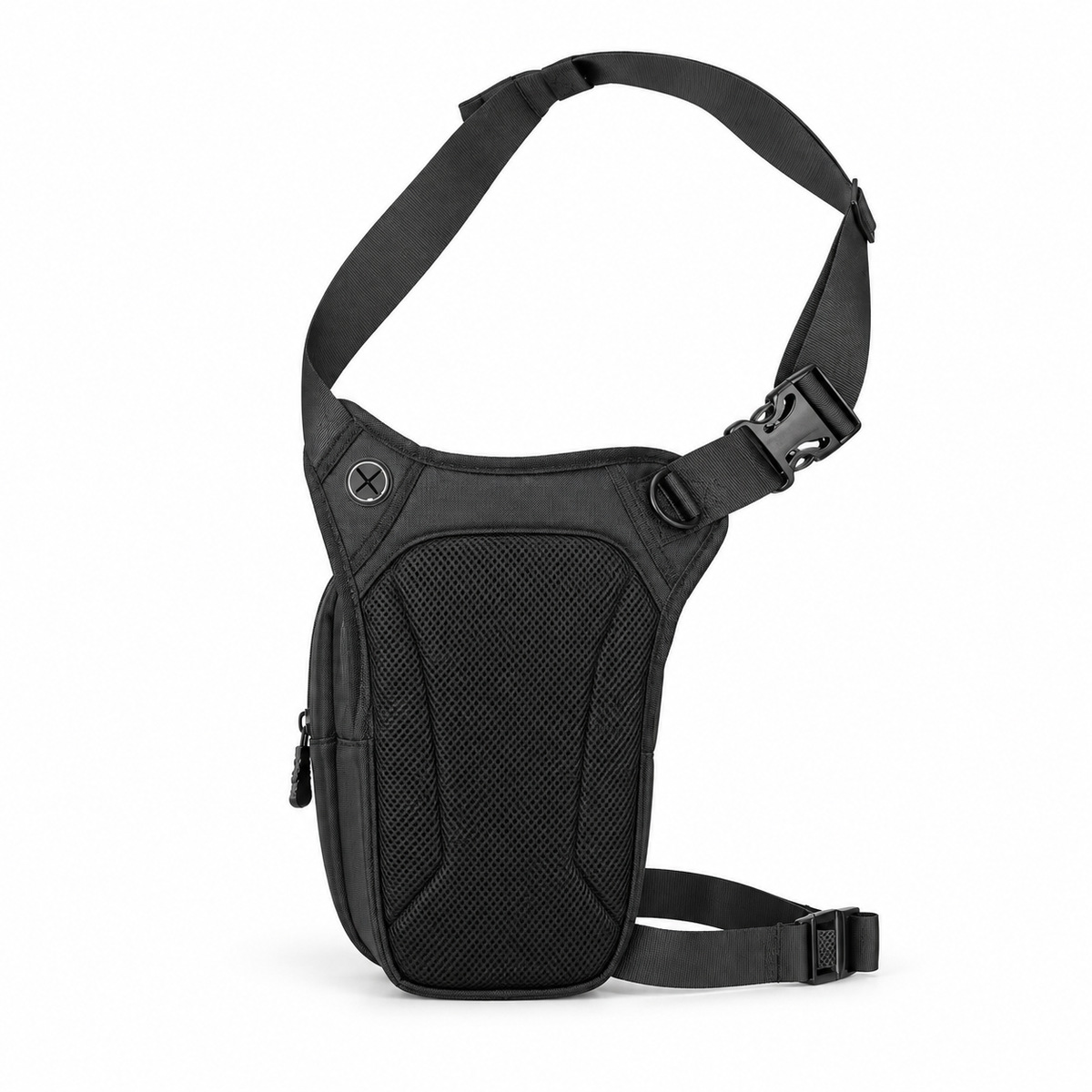 Black Textured Utility Waist Leg Bag